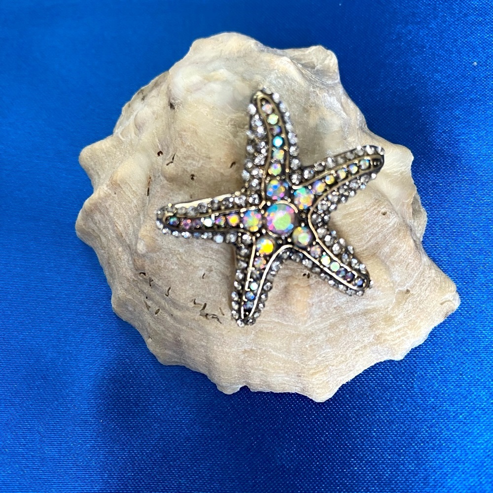 Iridescent Starfish Brooch – Sparkling Ocean Pin